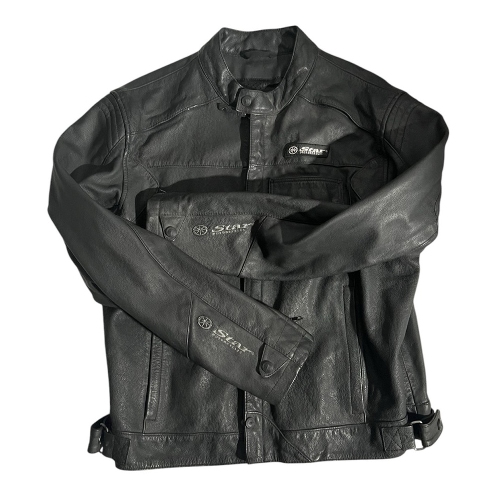 Star Yamaha Leather Motorcycle Jacket Men's X-Large w/ Liner Heavy Durable - Picture 4 of 10